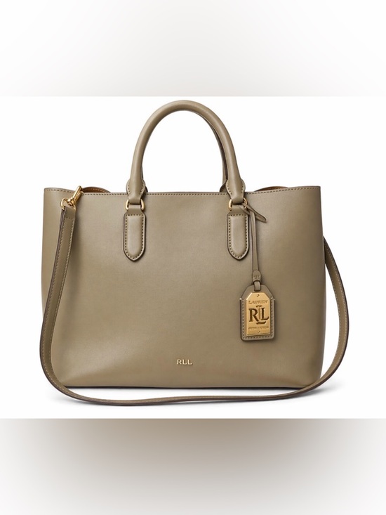 Ralph Lauren Handbags - Ralph Lauren Olive-Taupe Leather Tote with Gold Hardware